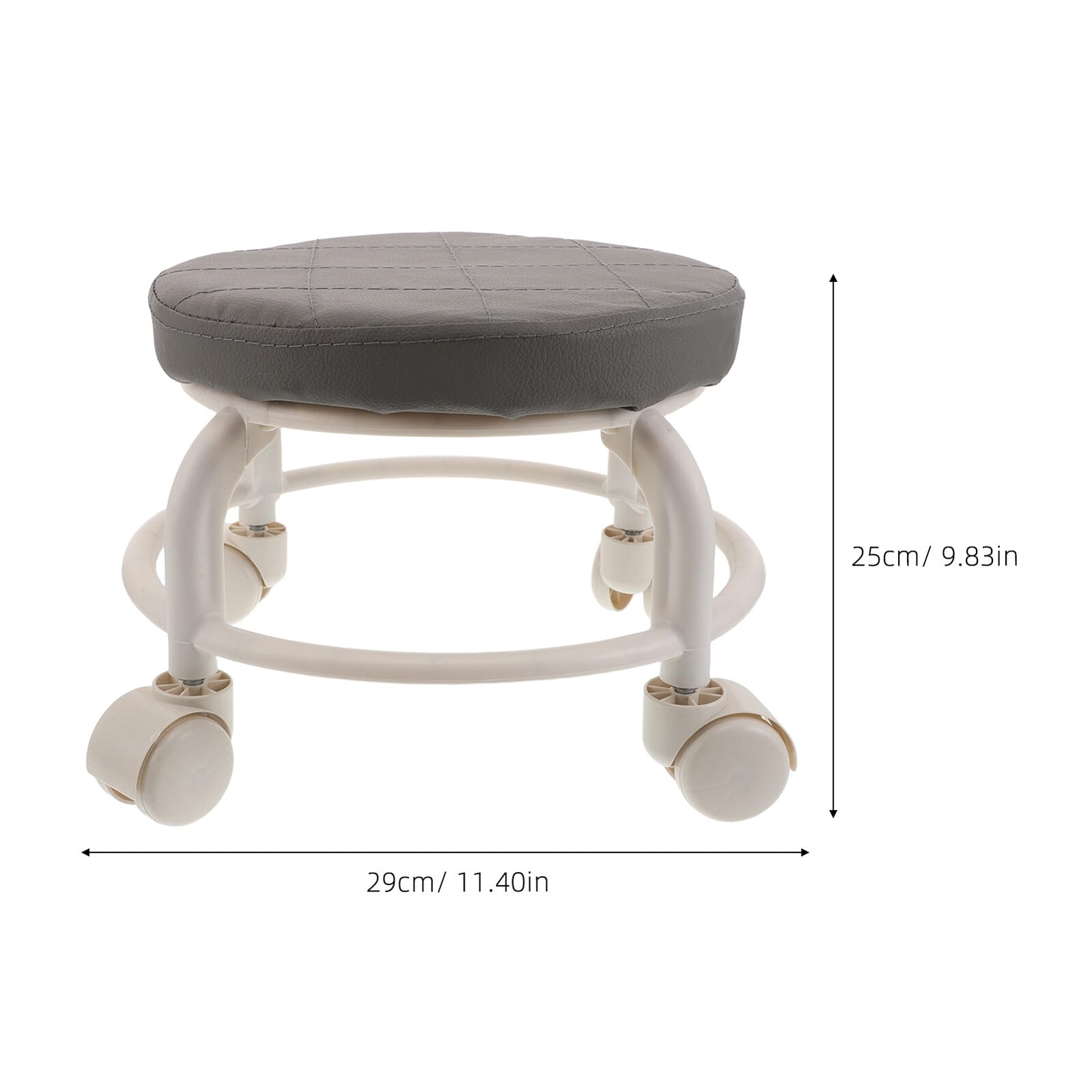 DECHOUS Sgabello Girevole con Ruote in Pu per Manicure e Living Room, Seduta Bassa e Robusta