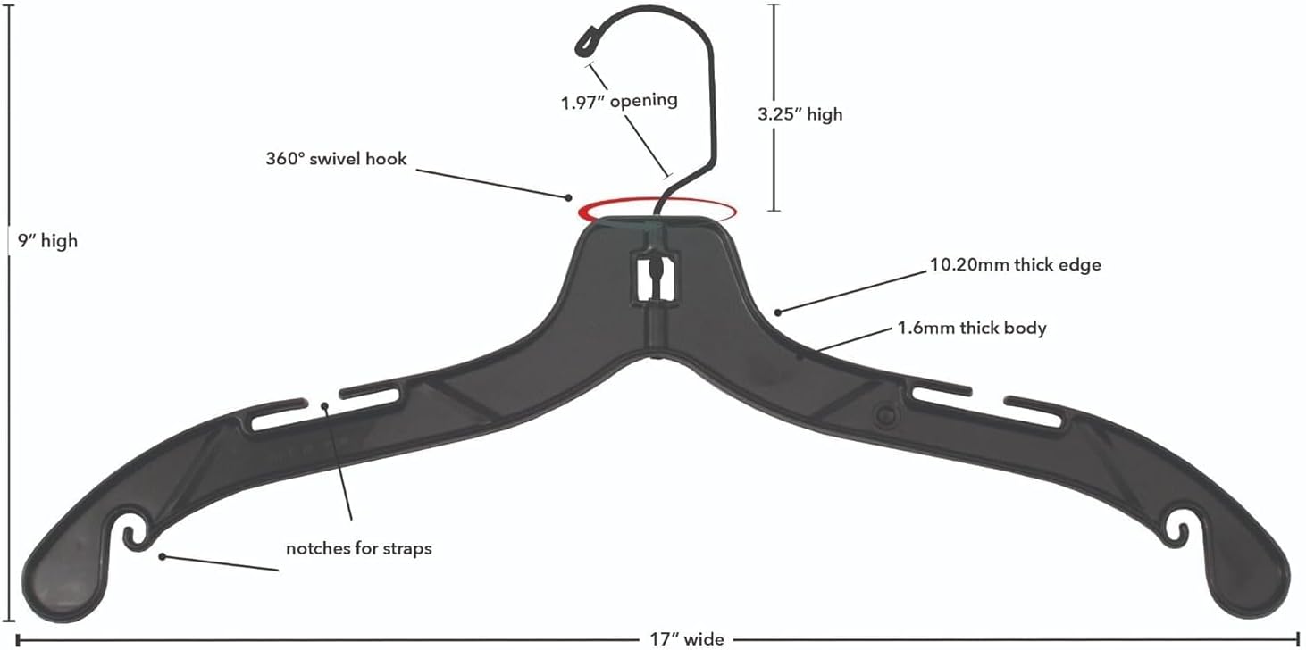 Sales4Less Shirt & Pant Hangers Combo Set - 17 in. Shirt & 14 in. Pant Clip Hanger - Black- 15 Each (Pack of 30)