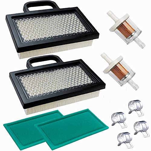 2 Pack MIU11286 Air Filter, Compatible with John Deere GY20575 L111 L118 L120 LA120 LA130 LA135 LA140 LA145 D130 D140 18-26 HP Intek V-Twin Lawn Mower Tractor Air Filter with Fuel Filter
