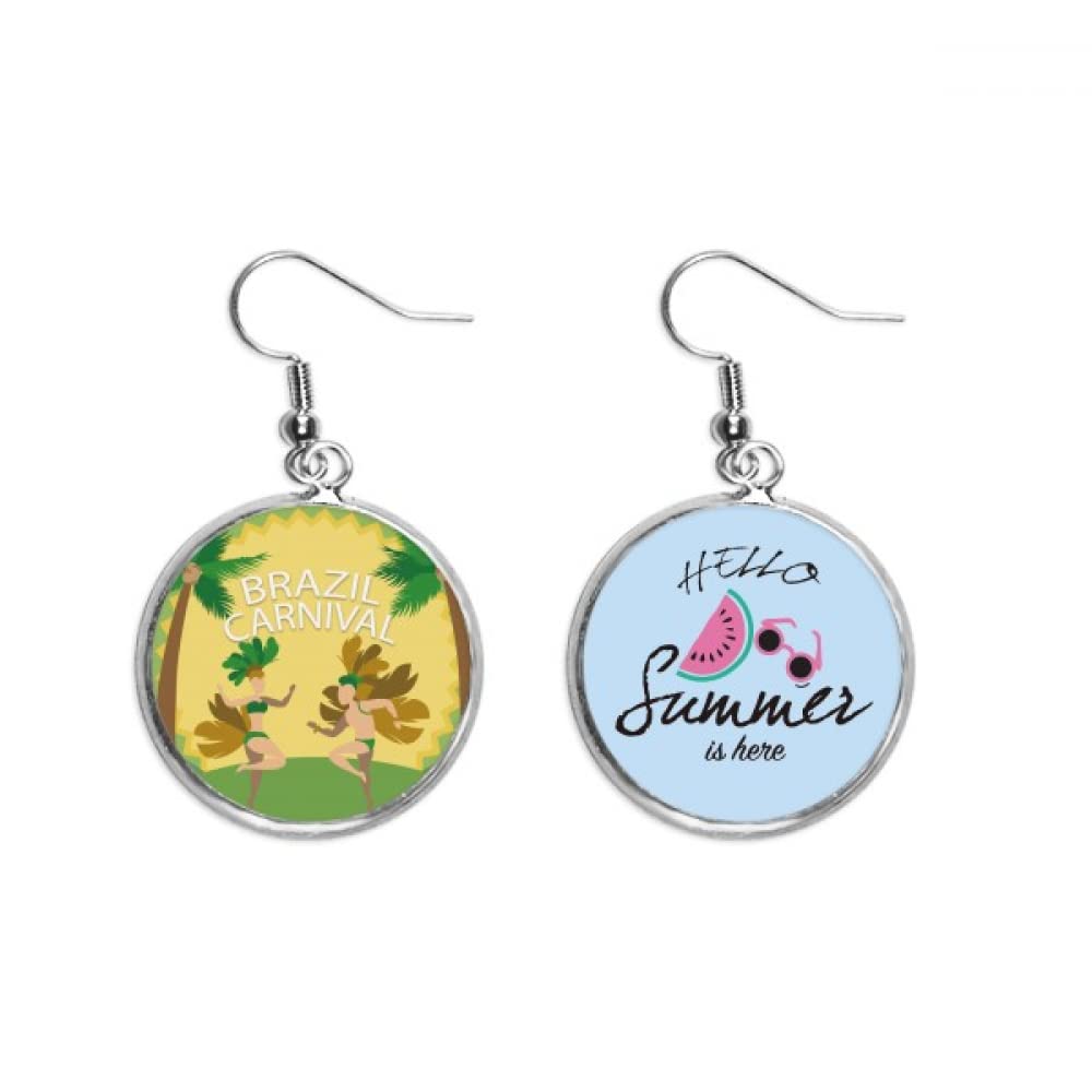 Pendientes de sandía con diseño alegre de Carnaval para el lóbulo 5