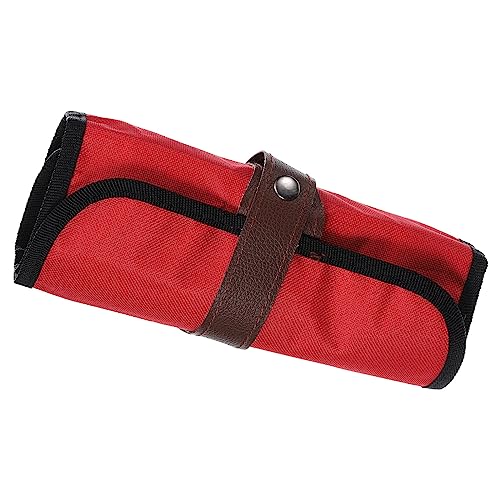 Image of PATIKIL Handmade 36 Slots Roll Up Pencil Case, Oxford Cloth Pencil Wrap Pouch Pen Holder Organizer for Artist Drawing Coloring Sketching, Red
