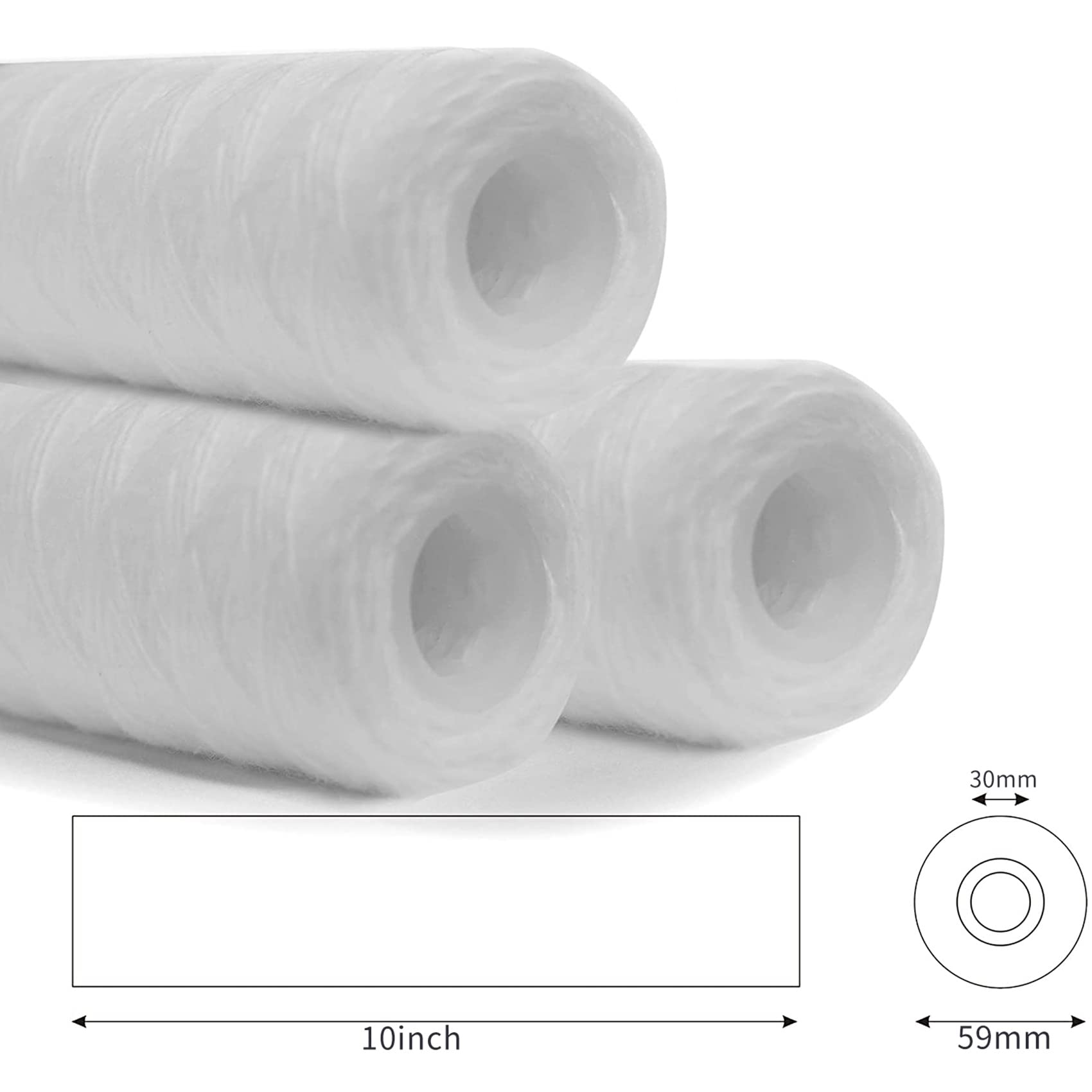 12PZ 5 Micrometri String Wound Water Filter Universal Whole House Sostituzione Cartuccia di Ricambio Filtri Sedimenti 10 Pollici