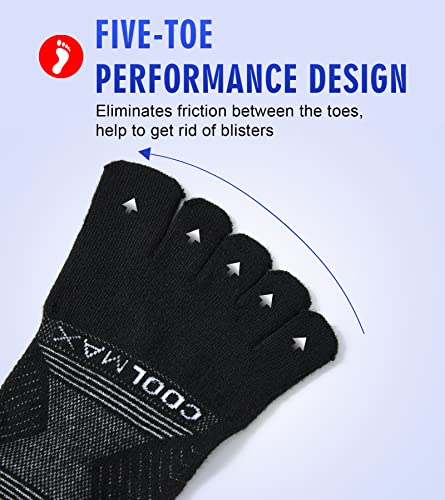 Coolmax Toe Socks for Women and Men No Show Low Cut High Performance 5 Finger Running Socks Athletic Wicking 3 Pack3