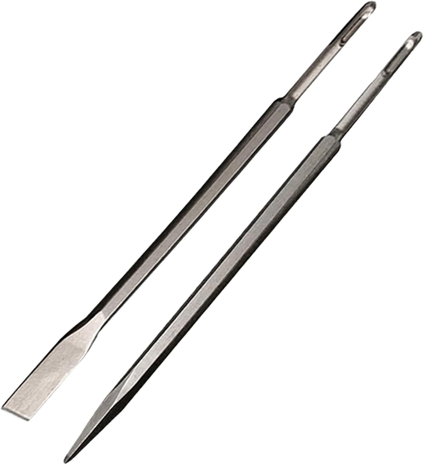 18-Inch SDS Plus Chisel Set, 3/4 Inch Flat and Point Chisel with Sds Plus Shank Ideal for Concrete Demolition, Tile Removal Tool for SDS Plus Hammer Drill Attachment