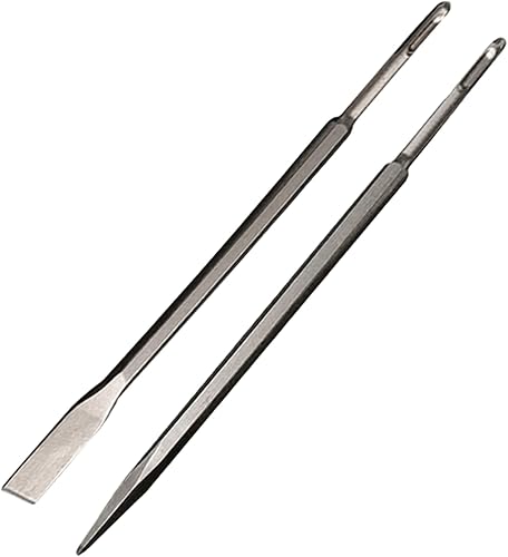 18-Inch SDS Plus Chisel Set, 3/4 Inch Flat and Point Chisel with Sds Plus Shank Ideal for Concrete Demolition, Tile Removal Tool for SDS Plus Hammer Drill Attachment