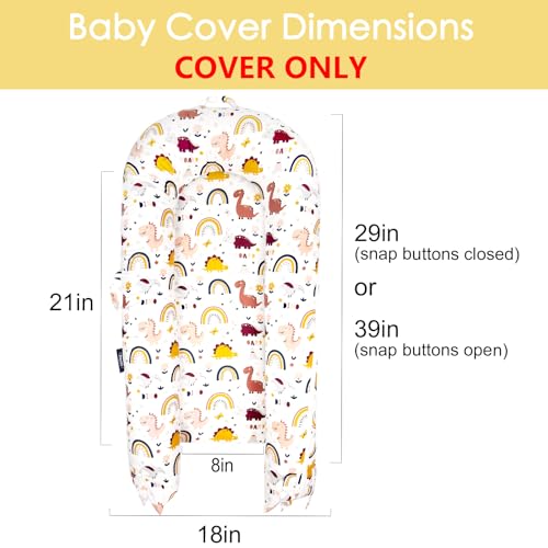 Image of MEXXI Infant Lounger Baby Nest Replacement Cover | Hypoallergenic | Premium | [Fits Dockatot Deluxe+] (Cover Only) (Rainbow Dino)