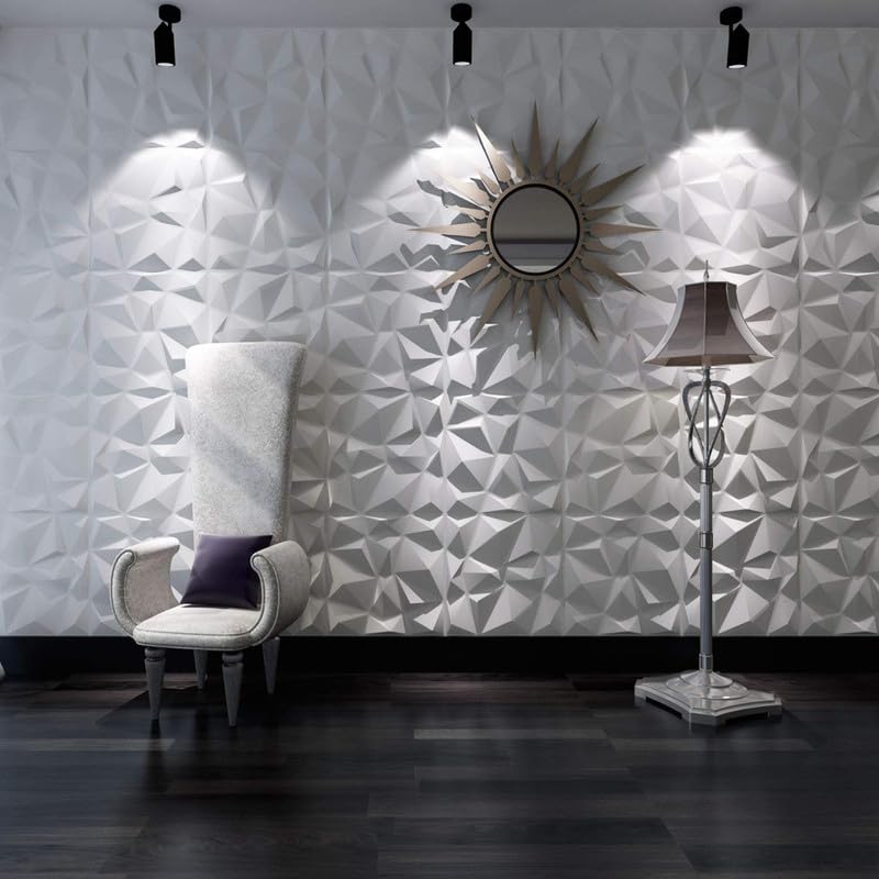Image of 3D Wall Panels Yellow Gold Colour I Diamond Stone Design I Embossed and Paintable I Panel Size 20 inch X 20 inch I Pack of 5 Panels I Wall Covering Area 13.77 Sq.Ft. (PVC)