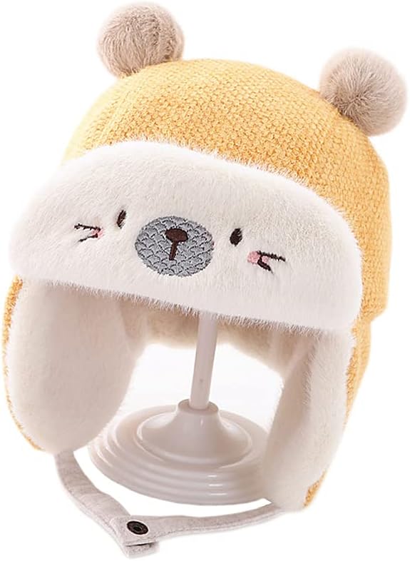 XYX Crochet Earflap Fleece Hats Beanie Cap Winter Warm Knit Caps for Toddlers Baby Girls and Boys