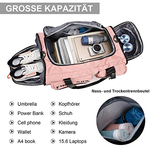 Suweir Reisetasche Groß Damen Herren 65L Sporttasche mit Schuhfach und Nass-Trockenfach Large Capacity Travel Bag… – Bild 4