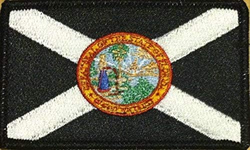 Bandera del estado de Florida bordada con parche de gancho y bucle, EE.UU. MC Biker Morale Tactical Hombro Escudo Moral táctico #02 (versión en