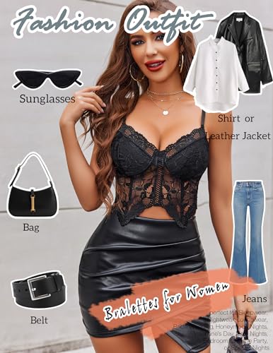 Image of Avidlove Lace Bralettes for Women Y2k Camisole Lingerie Adjustable Strap Crop Top