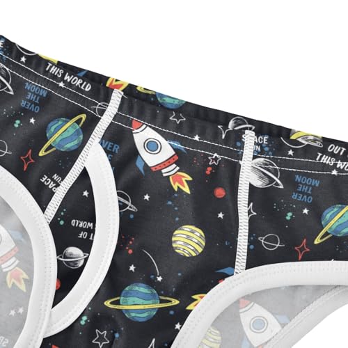 Boys' Exclusive Briefs Toddler Underwear 95% Combed Cotton Boxerbriefs 2T Space Rocket and Planet 444
