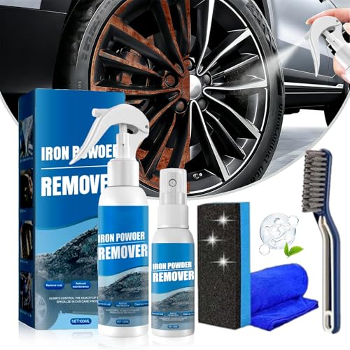 DENGWANG Iron Powder Remover Spray, 2026 New Automotive Rust Remover Spray, Car Rust Removal Spray, Iron Powder Remover, Fast-Acting Iron & Rusts Cleaner for Wheels, Rims, Metal (100ML+30ML)
