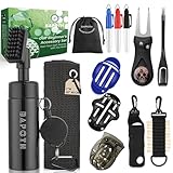 BAPOTH 9-in-1 Golf Accessories for Beginner, Golf Club Cleaner, Golf Towel, Golf Ball Marker Set, Golf Divot Tool with Magnetic Marker, Golf Ball and Golf Tee Holder for Golf Bag, with Gift Box