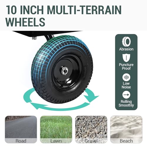 Taifa TC1840T-BL Heavy Duty 1100 Lbs Capacity Steel Garden Cart With 11.5 Inch Tire, Removable Side Panels Turn Into Flatbed thumb #3