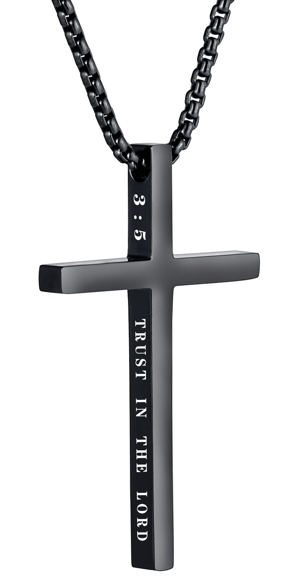 XOYOYZU Cross Necklace for Men Christmas Gift Cross Pendant Strength Bible Verse Stainless Steel Necklaces