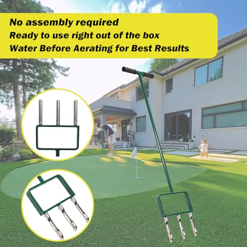 EAGWON Lawn Aerator, Push Core Aerator Lawn Tool, Stainless Steel 3-Corer Hand Aeration – Manual Yard Plug Aerator for Compacted Garden Soil, Garden Care, Gardening Core Aeration Tool - Image 6