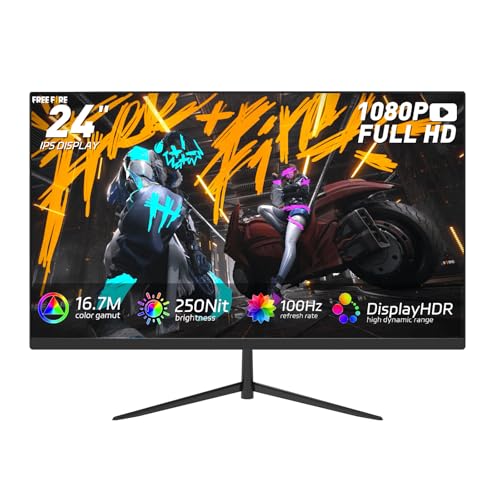Image of 24 Inch FHD Gaming Monitor, 1080P IPS Computer Monitor with 100Hz, 1ms Response Time, 1000:1 Contrast Ratio, VESA Compatible, Tilt Adjustable, AMD FreeSync, Build-in Speakers
