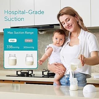 Paruu P10 Hands-Free Breast Pump Wearable, 338mmHg Strong Suction, Low Noise, 4 Modes & 9 Levels, Electric Breast Pump Portable, Smart Display, 19/21/24/28mm Insert/Flange, 2 Pack (White)