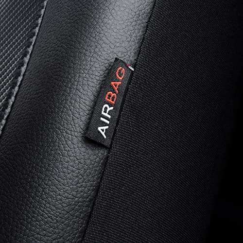 Flying Banner Universal Leather Car Seat Covers Full Set Airbag Compatible Seat Protector (Black) - Image 6