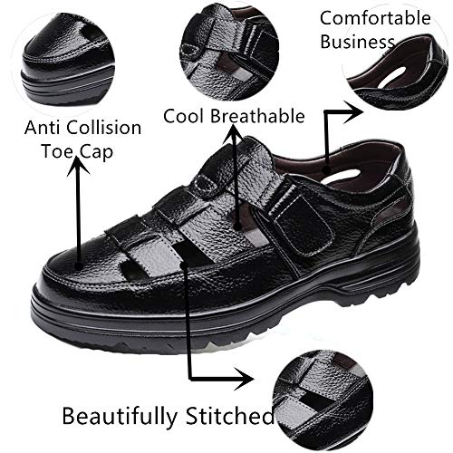 Veslexth Men Business Working Sandals Man Summer Office Breathable Loafers Leather Walking Slip-on Casual Oxfords Male Cocktail Party Fashion Dress Formal Shoes3