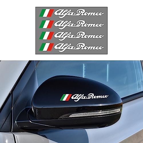 HENGYUESHANG Drapeau de l'Italie - Emblème latéral pour Alfa Romeo 4C, 147, 156, 166, 159 Giulietta, Giulia, Spider, GT, Stelvio - Blanc en Plastique