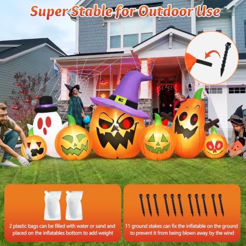 Image of Danxilu 8FT Long Halloween Inflatables Spooky Pumpkin Outdoor Decoration