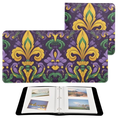 Álbum de fotos Scrapbook autoadhesivo FLildon con patrón Mardi Gras Fleur De Lis, encuadernado de 3 anillos, 40 páginas, tamaño 11.8x11.2 pulgadas miniatura 2