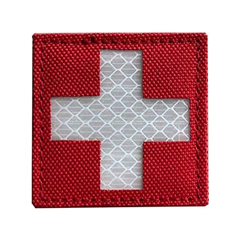Richoyster creatspaceDSF Reflective Medic Patches Tactical Medical Patches Hook-Fastener Backing Cross Medical Rescue Ir Chapter Reflective Pack Red bottom white Cover