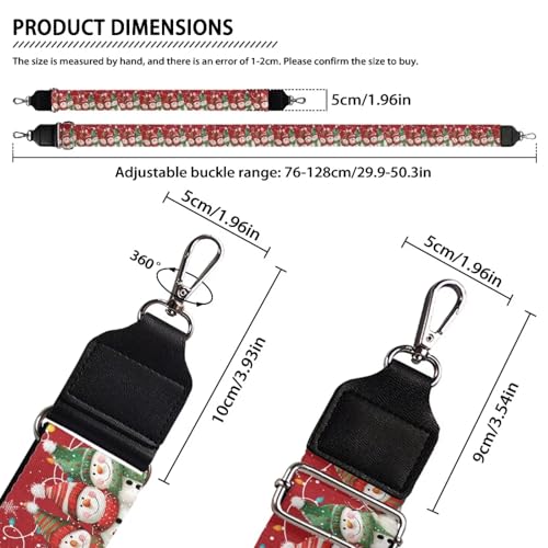 Image of Talayituse Christmas Snowman Snowflake Bulb Print Shoulder Strap Wide Purse Bag Strap Chrsitmas Decoration Adjustable Replacement Belt Luggage Crossbody Shoulder Bag Strap for Women Girls