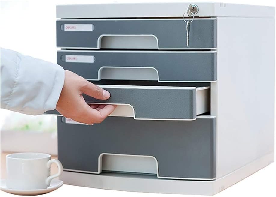 File Cabinet Desktop Cabinet, with Lock Drawer Storage Cabinet, 4/5/6/7 Tier File Cabinet, Organize Files to Improve Efficiency, for Office Supplies,4 Floors