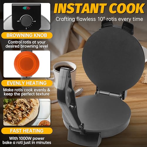 Compact Electric Roti & Tortilla Press, Black