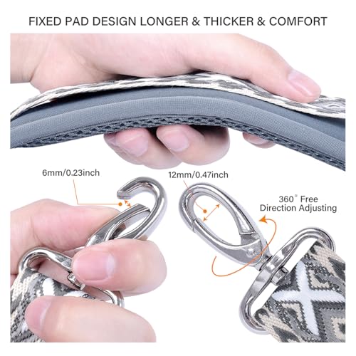 Image of 59 Inch Shoulder Straps, Soft with Ultra-Thick Fixed Shoulder Pad, Two Way Independently Adjustable Buckle Replacement Straps for Laptop Bag Messenger Bag Tool Bag Luggage,Dark Black Grey