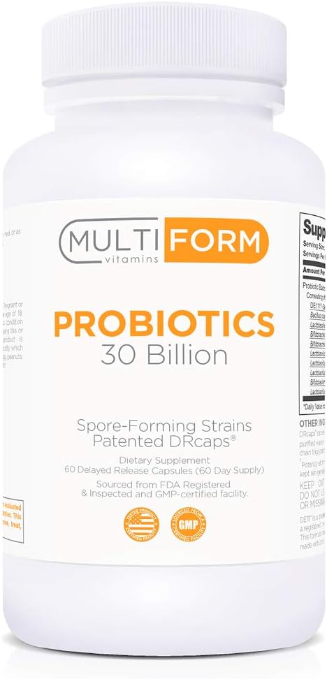 Multiform Vitamins Probiotics 30 Billion - 10 Strains, Shelf Stable (60 Capsules)