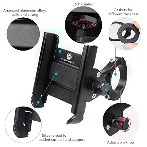 DECDEAL Suporte de telefone móvel para bicicleta em liga de alumínio com rotação de 360 ° ajustável