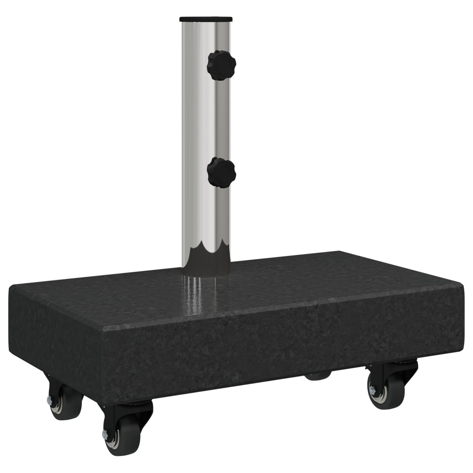 Pied de parasol pivotant pour barres de Ø 38/48 mm - Granit noir - 25 kg - Rectangulaire - Pour terrasse, café, piscine