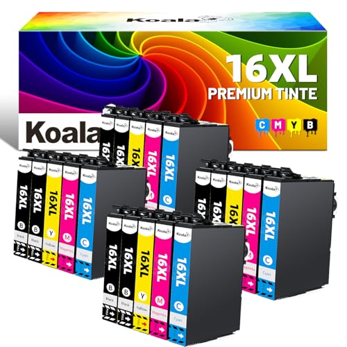 Koala Compatible Cartuchos de Tinta Reemplazo para Epson 16 XL 16XL T1631 T1632 T1633 T1634 para Workforce WF-2010 WF-2510 WF-2520 WF-2530 WF-2540 WF-2630 WF-2650 WF-2660 WF-2750 Impresora, Pack de 20