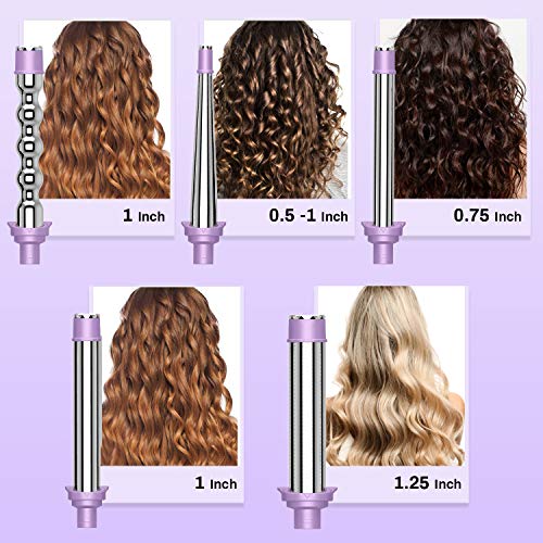 Curling Iron 5 In 1, Onadrive Hair Curler Curling Wand Set With 5 Interchangeable Barrels (0.5''To 1.25'') Hair Wand For Wavy Hair Styling With Lcd & Temperature Adjustment (Gifts For Women) #TOP1