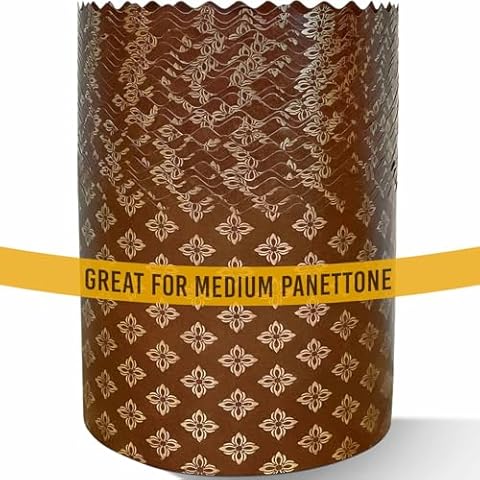 16-PACK Geborilma Panettone Paper Mold 12 oz - Medium Panettone Liners H 3.5 x W 4.25 in - Oven Safe Paper Forms for Baking Paska 9x11 cms - Elegant Panettone Wrapper - Paper Molds for Easter Cakes Cover