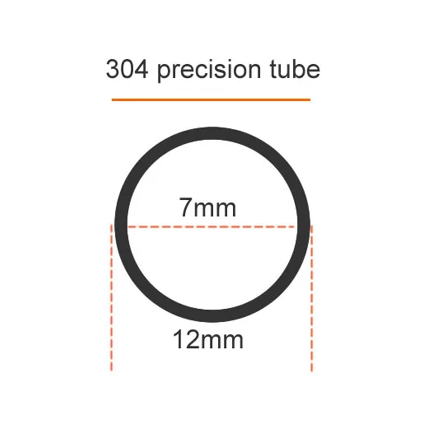 Edelstahlrohr Präzisionsrohr aus Edelstahl 304, Außendurchmesser 12 mm, Wandstärke 1–3 mm, Innendurchmesser 8 mm(12x2.5mm,300mm)