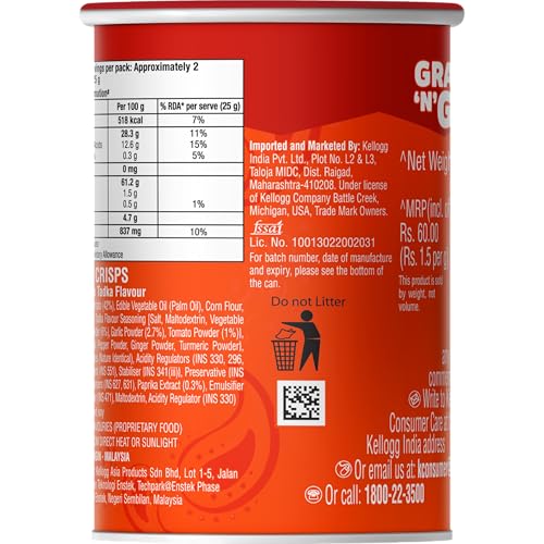 Image of Pringles Desi Masala Tadka | Potato Chips | Desi Masala Flavoured Potato Chips | Crispy Snack | Crunchy Snack for Movies, Games & More | On-the-Go Can | 40g