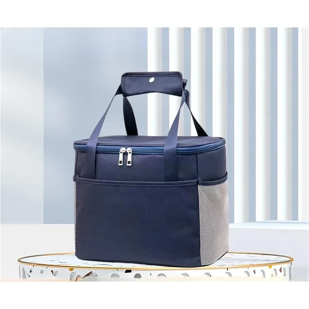 Torba Bento z izolacją termiczną o dużej objętości, przenośna folia aluminiowa pogrubiona studencka torba termoizolacyjna na lunch (L granatowa)