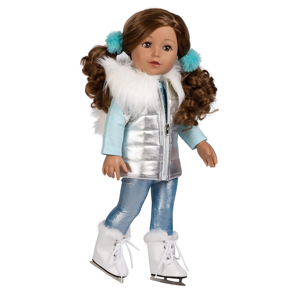 Adora Amazon Exclusive - 18” Realistic Doll in Soft Vinyl, Huggable Body and Trendy Outfit For Unlimited Imaginative and Interactive Pretend Play - Amazing Girl Ice Skating Ava