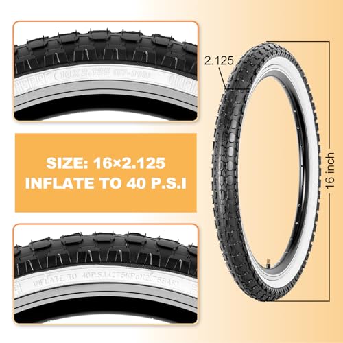 Hycline Kids Bike Replacement Tires Set：2-Pack 16/20×2.125