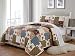 Mk 3pc King/California King Home Bedspread Quilted Print Floral Beige Burgundy Purple Blue Taupe Over Size New # Milano 62