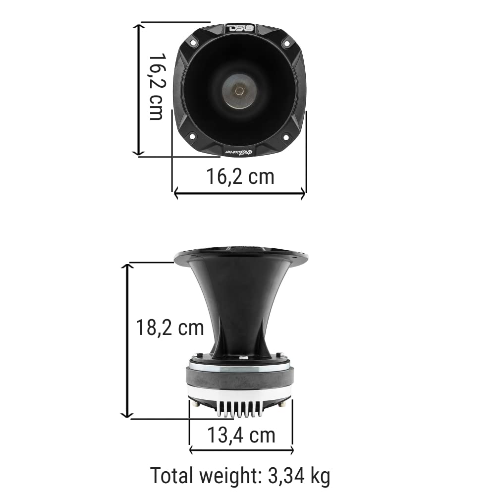 DS 18, Pro-DKH1 PRODKH1 Driver de compresión de bocina Cuadrada 16,2 x 16,2 cm 320 vatios rms 640 vatios máx 8 ohmios 108 dB, Bobina móvil de 2,03 inch, 1 Pieza