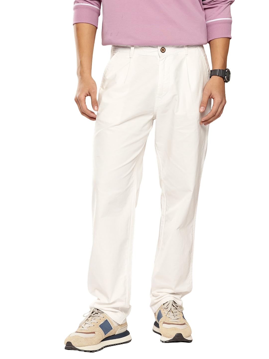 Pantalon ample en coton plissé Oxford homme blanc DIVISIVE taille 38 - 7