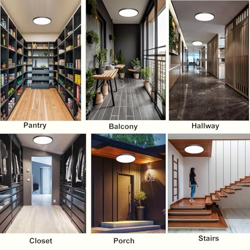 12 Inch Motion Sensor Ceiling Light Indoor Wired, Motion Activated Flush Mount Light Fixture, Motion Sensor Light Indoor for Closet Hallway Porch Laundry Garage Basement, 3000k/4000k/6000k Black by ZSYUBO - Image 7