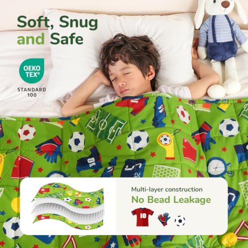 Image of Sivio Weighted Blanket 3lbs, Small Cooling Heavy Blankets, Washable Breathable Throw Blanket for Sleep, 36 inchx48 inch-3lb, Football Green
