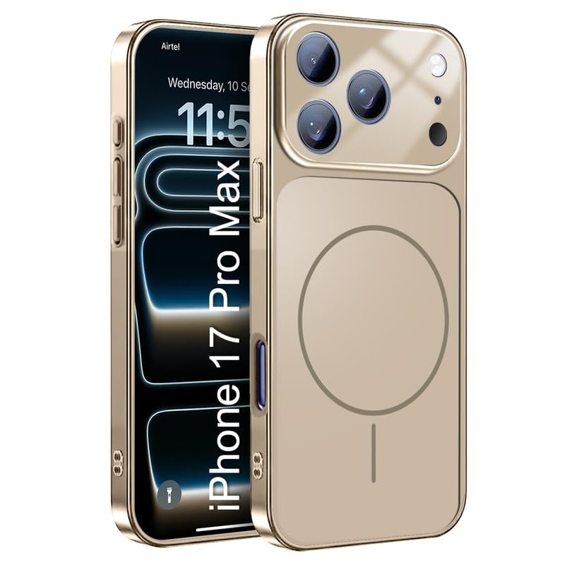 Image of LuxuryKase Converter Case for iPhone 17 Pro Max | Premium Protective MagSafe Cover | iPhone 17 Pro Series Style Design | in Built Camera Guard | Wireless Charging Compatible - Gold